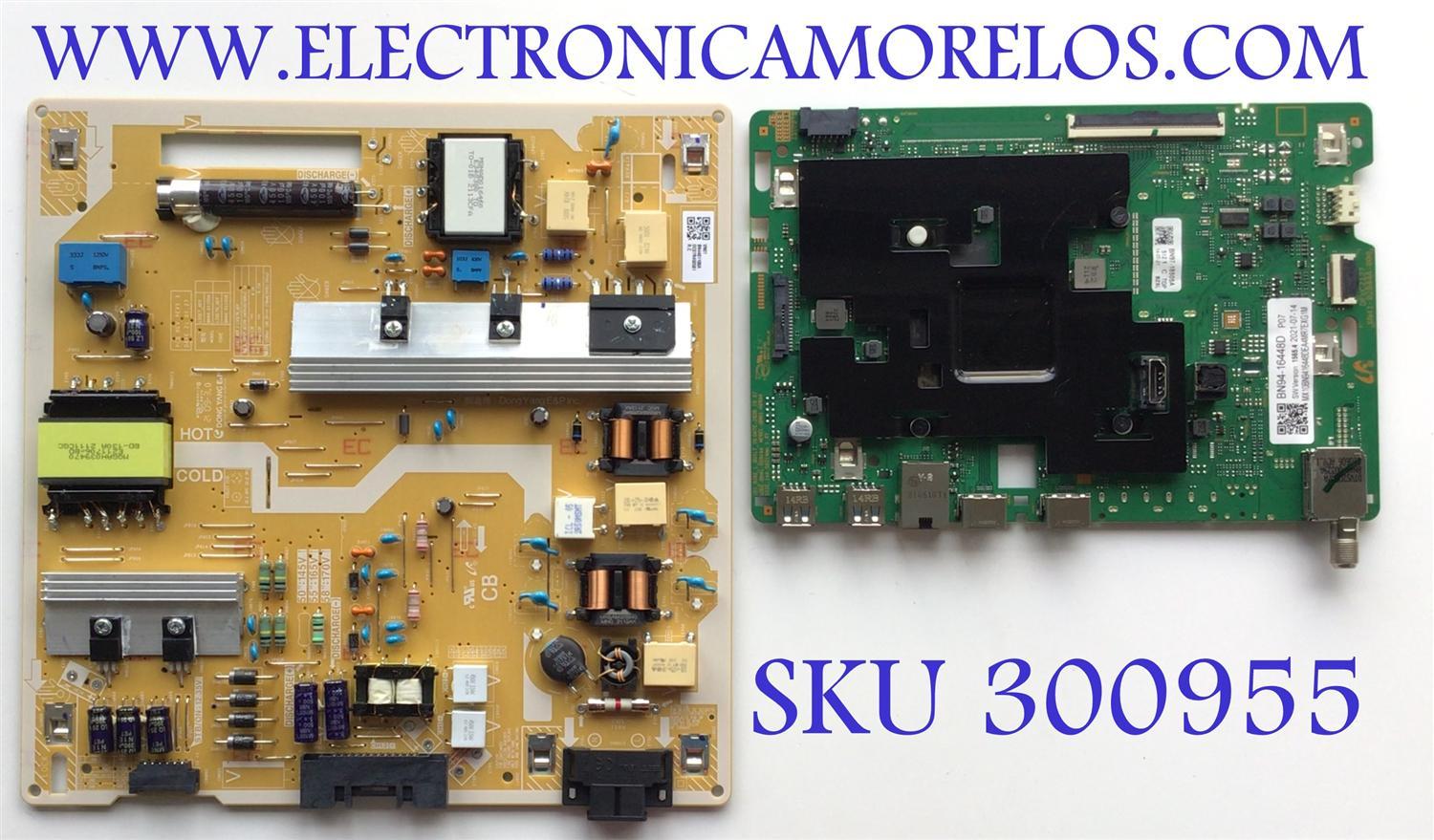 KIT DE TARJETAS PARA TV SAMSUNG / MAIN BN94-16448D / BN41-02844A / BN9416448D / 16448D / BN97-18505A / FUENTE BN44-01100A / L55E7_ADY / PANEL CY-QA055HGCV1H / MODELO QN55Q6DAAFXZA XG08